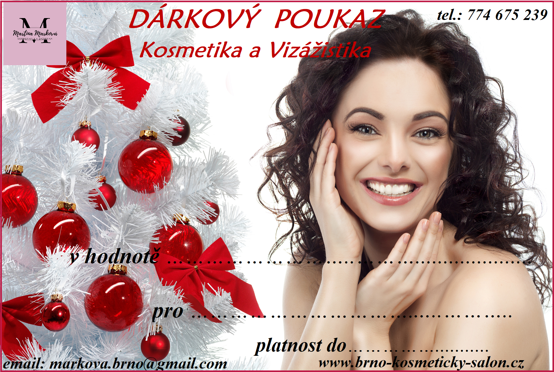 Vánoční dárkový poukaz-dárek pro ženu